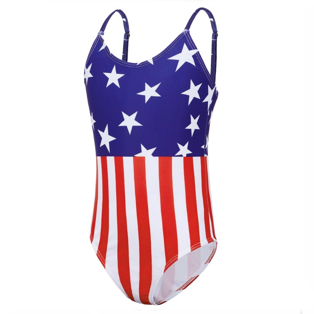 Zando Girls American Flag One Piece Swimsuit
